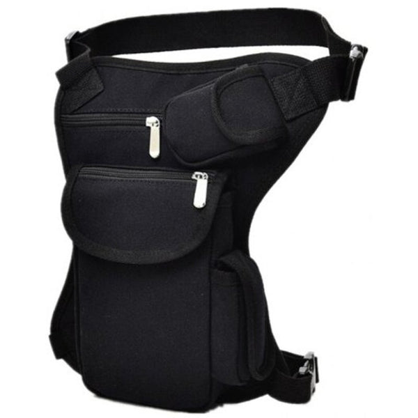 Outdoor Canvas Drop Waist Leg Pack Motorcycle Riding Hiking Black Bags