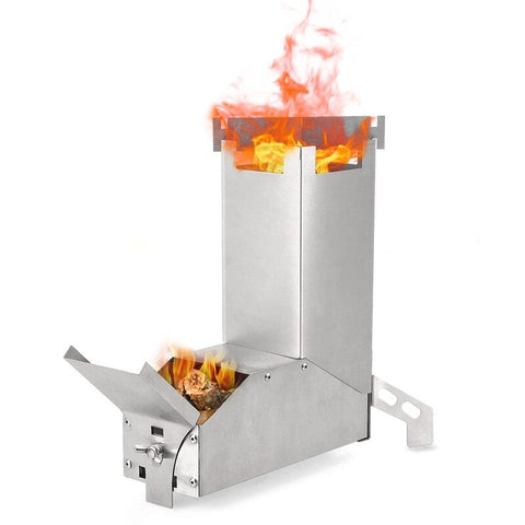 Outdoor Collapsible Wood Burning Stainless Steel Rocket Stove 01