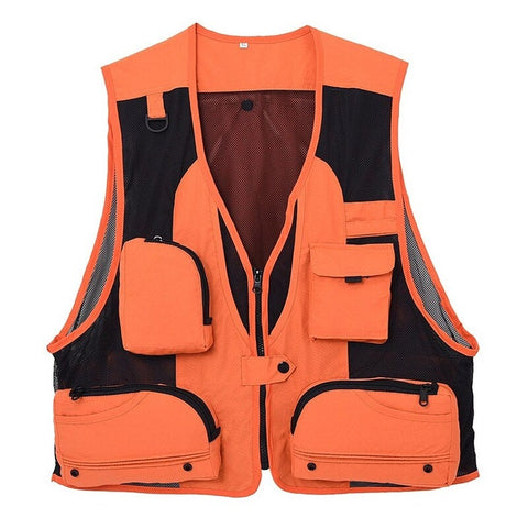 Outdoor Fishing Waistcoat Sleeveless Mesh Jacket Orange