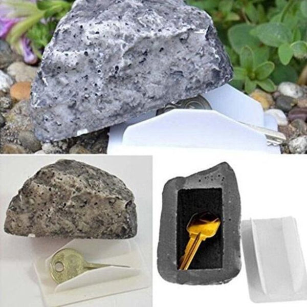 Outdoor Garden Key Rock Hide Stone Box Safe Storage Hiding Gray Key Safes Boxes & Hideaways