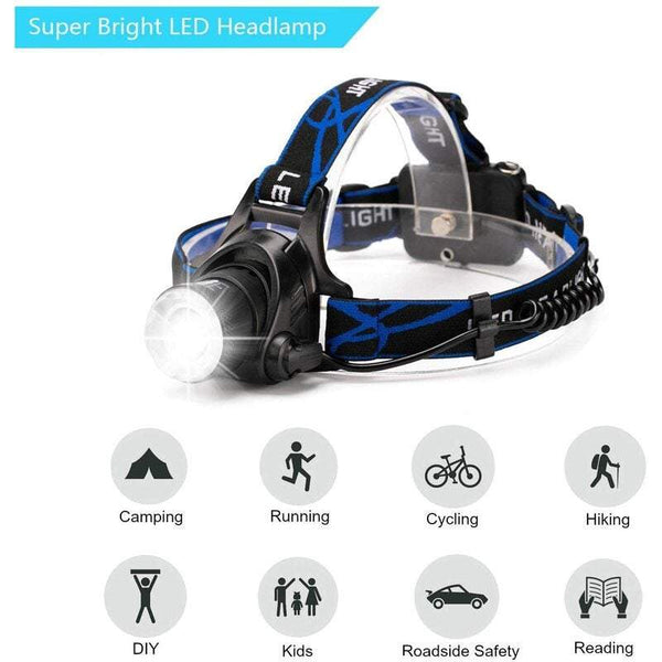 Outdoor Lighting Headlight Led 1000 Lumens Suitable For Camping Hiking Fishing Barbecue Repair Night Walk Outdoors Blue Head Torches