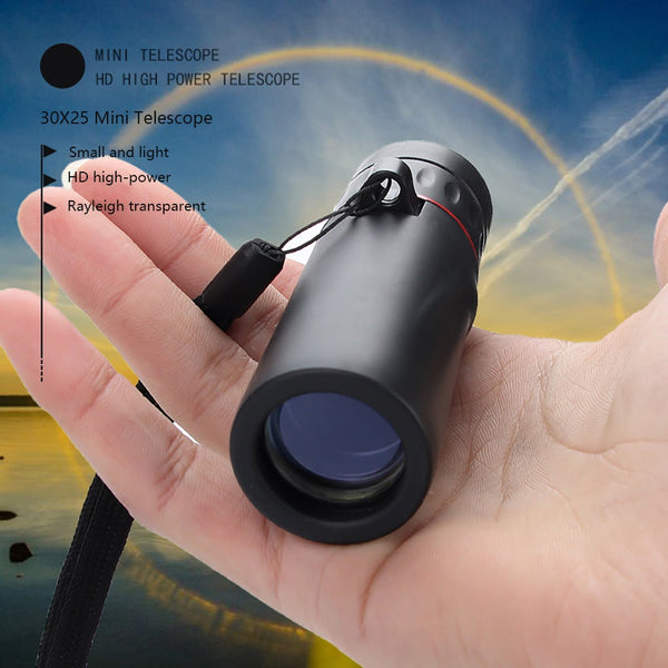 Hd Binoculars Monocular Outdoor Hiking 30X25 Mini Portable Telescope Optical Single Tube Sightseeing Black Binoculars & Monoculars