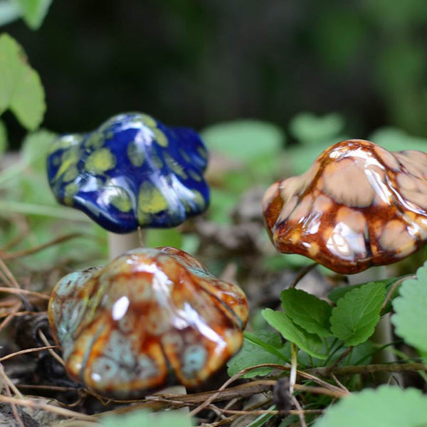 Outdoor Miniature Mushrooms 4 Piece Garden Ornament Set Ceramic Ornaments & Statues