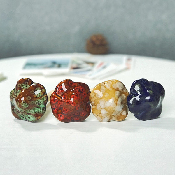 Outdoor Miniature Mushrooms 4 Piece Garden Ornament Set Ceramic Ornaments & Statues