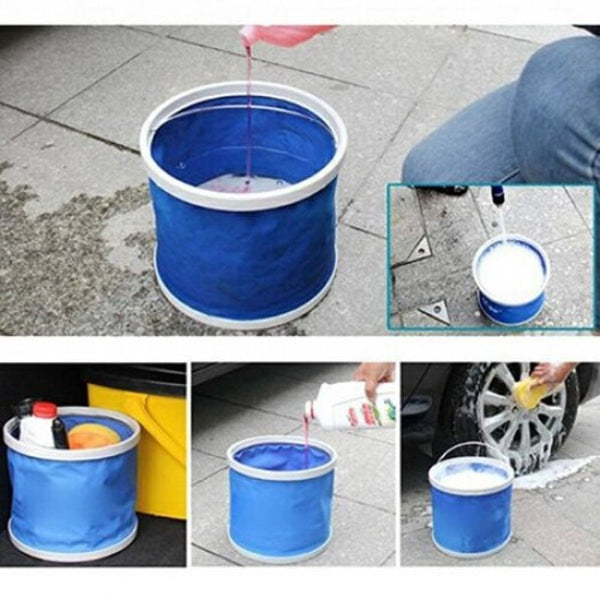 Outdoor Portable Foldable Water Storage Bucket Royal Blue
