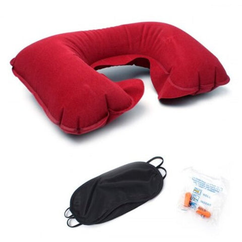 Outdoor Portable U Shaped Pillow Earplugs Eye Patch Cranberry
