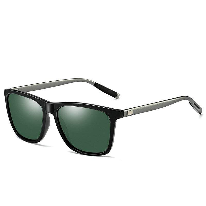 Sunglasses Outdoor Riding Polarized Unisex Square Aluminium Magnesium Driving Black Frame Green Lens Sunglasses Goggles