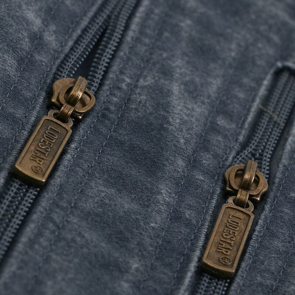 Outdoor Sleeveless Zipper Fishing Jacket Multi Pockets Denim Vest Blue Vests