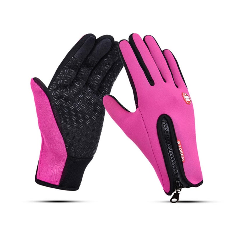 Outdoor Sport For Men Women Skiing With Cold Proof Touch Screen Pink Gloves