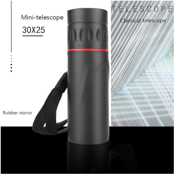Hd Binoculars Monocular Outdoor Hiking 30X25 Mini Portable Telescope Optical Single Tube Sightseeing Black
