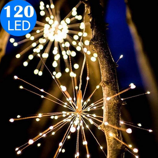 String Lights Outdoor Solar Starburst Fireworks Garden 40 Branches 200Led Or 60 120Led