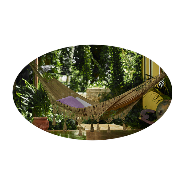 Mayan Legacy Outdoor Undercover Cotton Hammock With Hand Crocheted Tassels King Size Cedar Hammocks