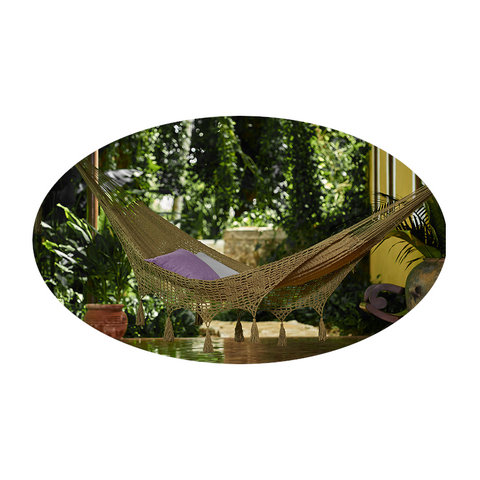 Mayan Legacy Outdoor Undercover Cotton Hammock With Hand Crocheted Tassels King Size Cedar Hammocks