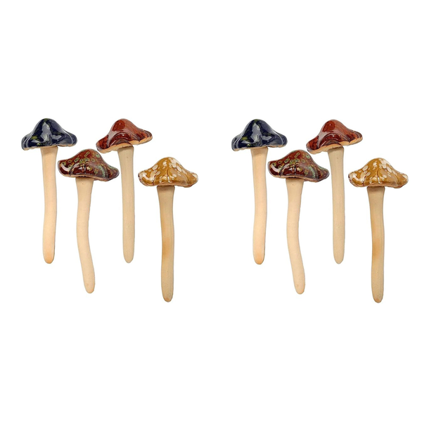 Outdoor Miniature Mushrooms 4 Piece Garden Ornament Set Ceramic Ornaments & Statues