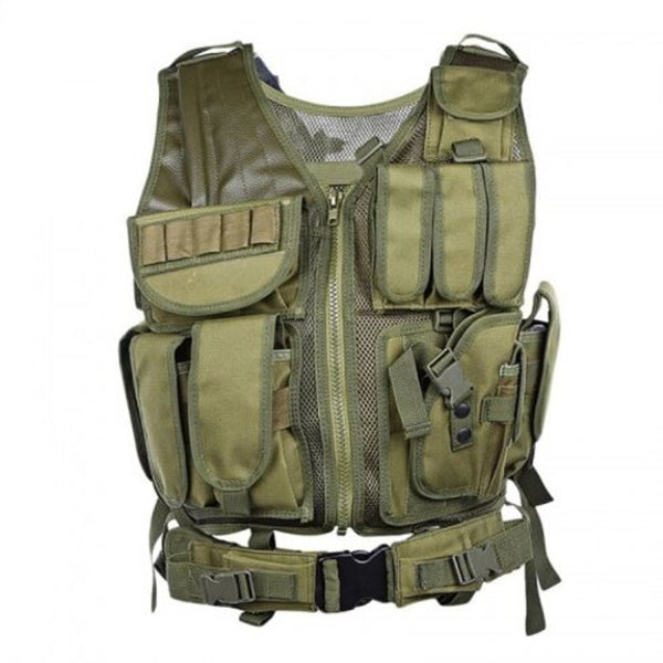 Outlife Tactical Vest Military Swat Assault Shooting Hunting Molle Plate Carrier With Holster Cp Camouflage