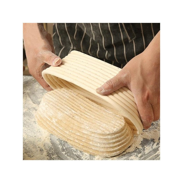 Banneton Brotform Dough Rattan Bread Proofing Basket With Cloth Cover 28X14x8cm