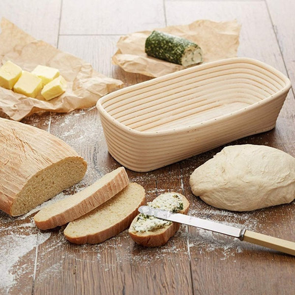 Banneton Brotform Dough Rattan Bread Proofing Basket With Cloth Cover 21X14x8cm Other Bakeware & Ovenware