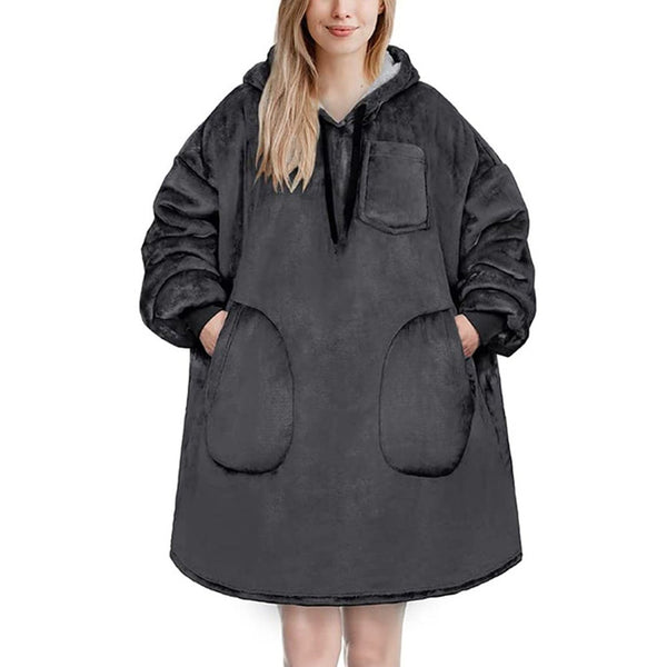 Oversized Hooded Sweatshirt Blanket With Pocket Warm Stylish Comfortable Adults Blankets