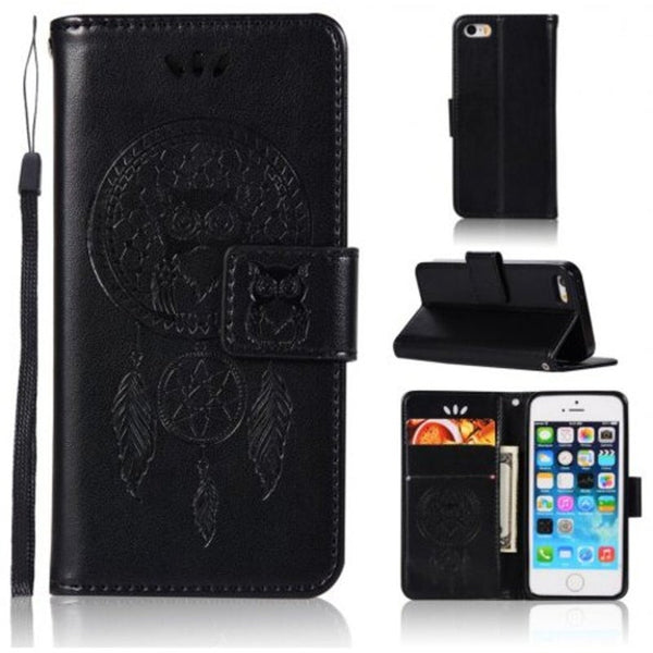 Owl Campanula Fashion Wallet Cover For Iphone 5 / Se 5S Phone Bag With Stand Pu Extravagant Retro Flip Leather Case Black Cases Covers & Skins