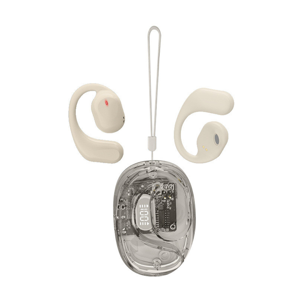 Ows Open Ear Tws With Ai Translation Bluetooth 5.4 360 Acs Sound Led Display Case (White) Earbuds