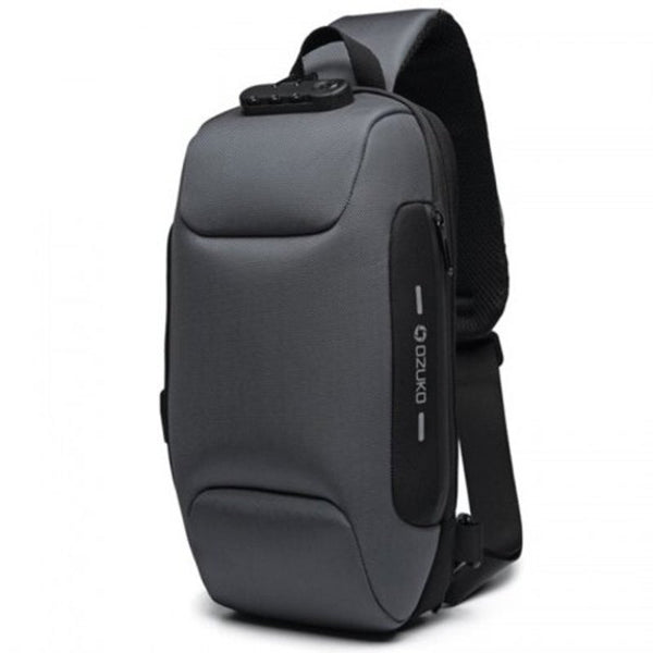 Ozuko Men's Anti Theft Chest Bag Waterproof Oxford Cloth Dark Gray Bags
