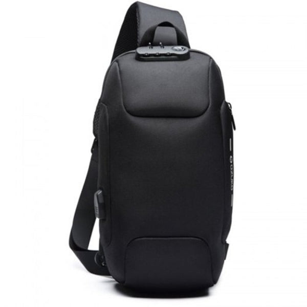 Ozuko Men's Anti Theft Chest Bag Waterproof Oxford Cloth Dark Gray Bags