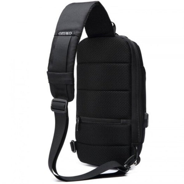 Ozuko Men's Anti Theft Chest Bag Waterproof Oxford Cloth Dark Gray Bags