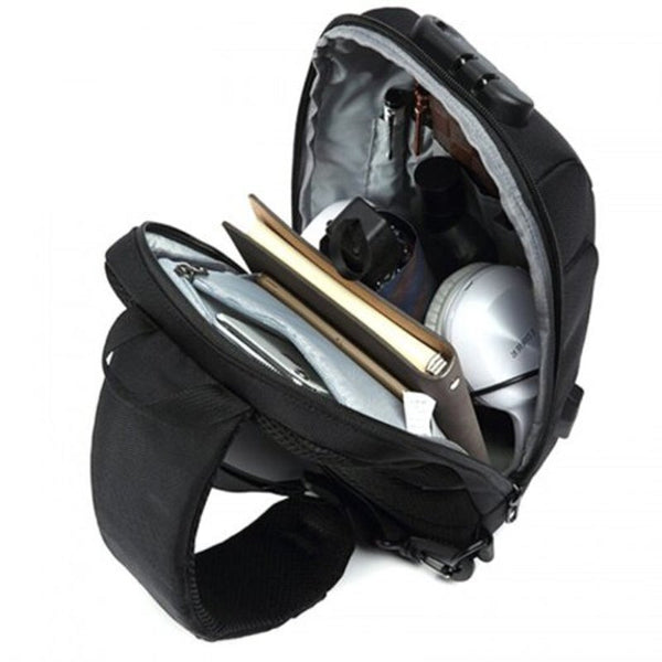 Ozuko Men's Anti Theft Chest Bag Waterproof Oxford Cloth Dark Gray Bags