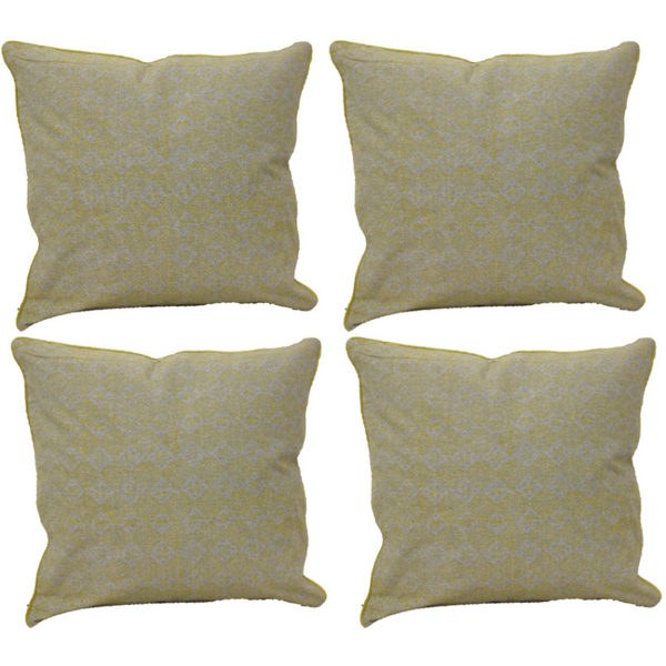 En Pack Of 4 Azuk Mustard Yellow & Grey 50Cm X Cushion Covers