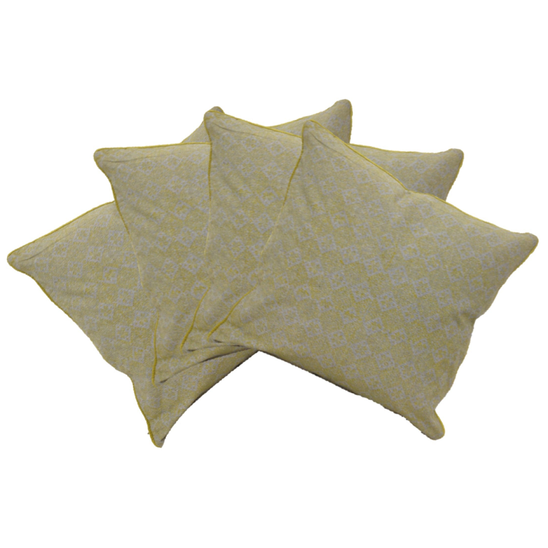En Pack Of 4 Azuk Mustard Yellow & Grey 50Cm X Cushion Covers