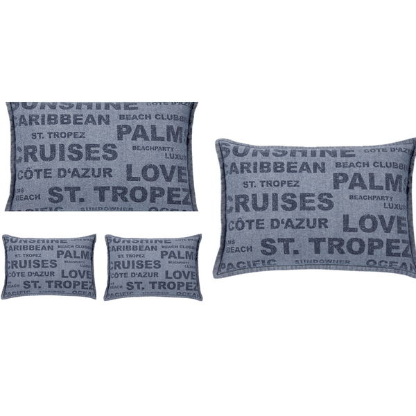 En Pack Of 4 Denim Sunshine Wording Cushion Cover Cruises Caribbean Love Etc Cushion Covers