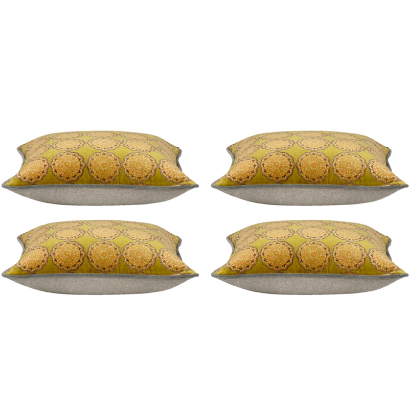 En Pack Of 4 Duffy Mustard And Grey Square Cushion Covers