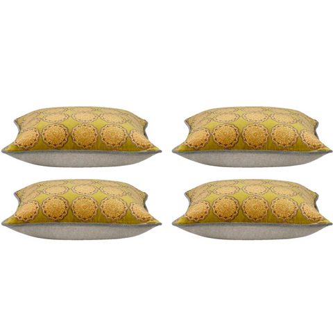 Cushion Covers En Pack Of 4 Duffy Mustard And Grey Square