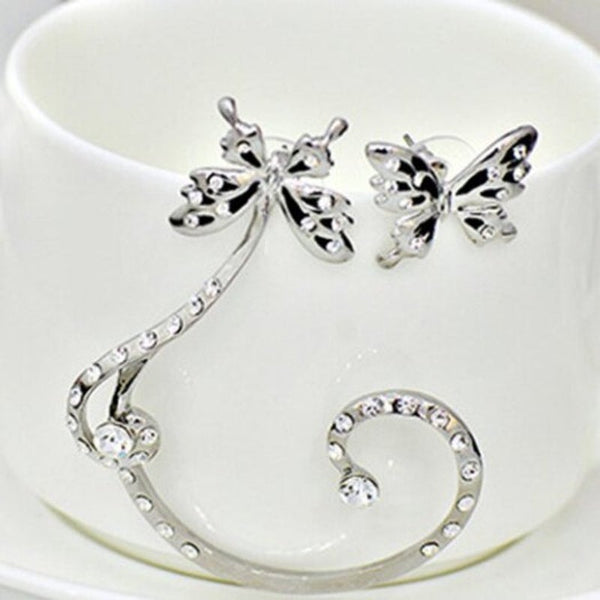 Veile Studios Pair Of Alloy Butterfly Rhinestone Inlaid Ear Cuffs Random Color Earrings