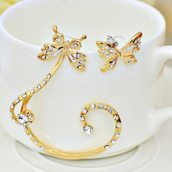 Veile Studios Pair Of Alloy Butterfly Rhinestone Inlaid Ear Cuffs Random Color Earrings