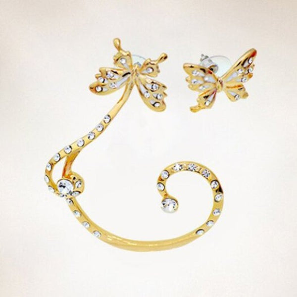 Veile Studios Pair Of Alloy Butterfly Rhinestone Inlaid Ear Cuffs Random Color Earrings