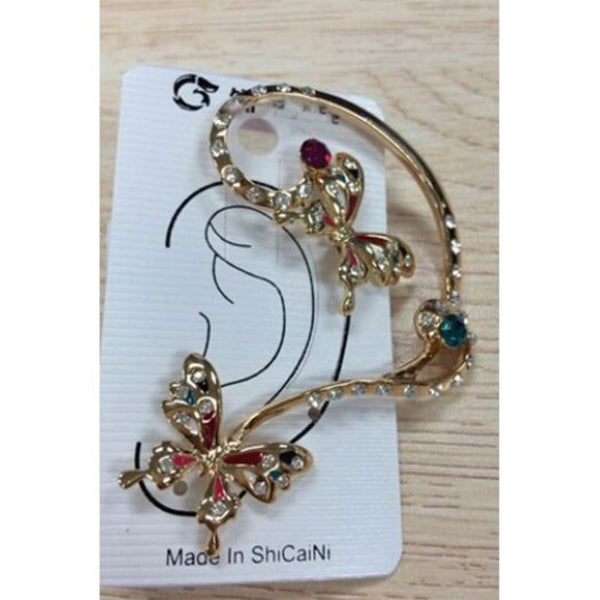 Veile Studios Pair Of Alloy Butterfly Rhinestone Inlaid Ear Cuffs Random Color Earrings