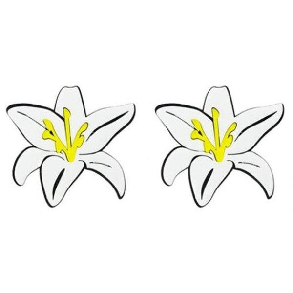 Veile Studios Pair Of Alloy Lily Flower White Earrings