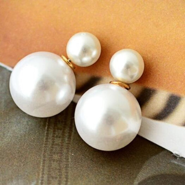 Veile Studios Pair Of Faux Pearl Decorated Double End White Earrings