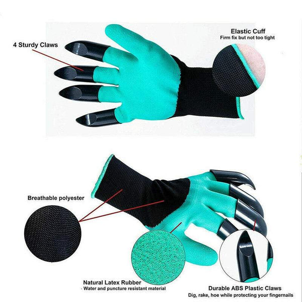 Safety Gloves Pair Of Garden Durable Claws Digging Planting Protect Gardening Gloves & Knee Pads