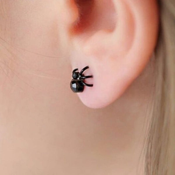Veile Studios Pair Of Retro Spider Shape Black Earrings