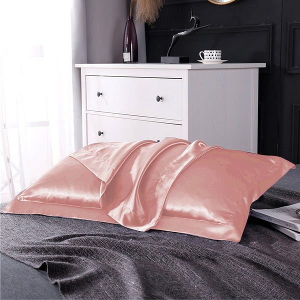 Pair Of Silky Satin Pillowcases Soft Breathable Cover Pillow Cases