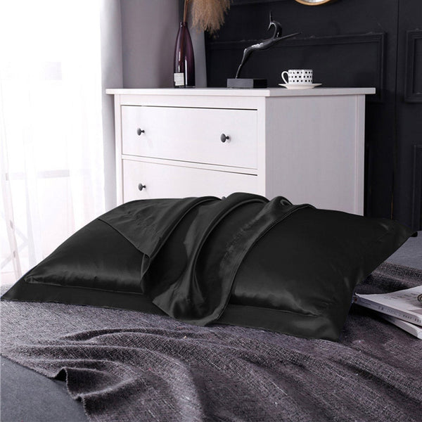 Pair Of Silky Satin Pillowcases Soft Breathable Cover Pillow Cases