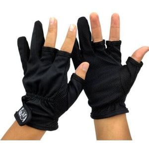 Pair Of Three Half Finger Breathable Lightweight Gloves Black