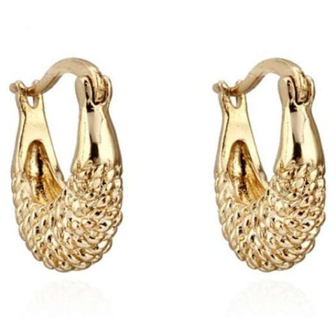 Pair Of Vintage Fish Shape Hollow Out Earrings Golden