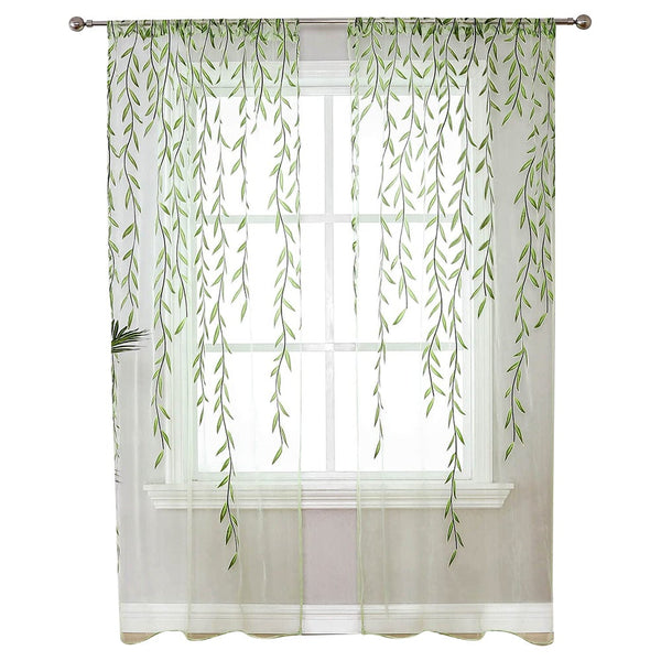 Pair Of Willow Curtains Voile Tulle Room Door Sheer Panel Home Curtains & Drapes