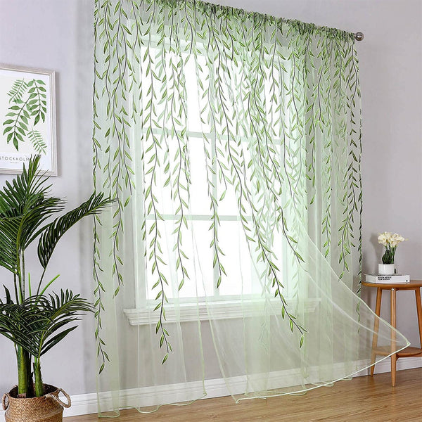 Pair Of Willow Curtains Voile Tulle Room Door Sheer Panel Home Curtains & Drapes