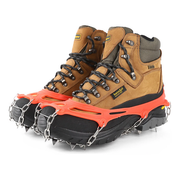 Pair Crampons For Mountain Boots Non Slip With 8 Steel Teeth Snow Chain Shoes Walking Fishing Climbing And Hiking Size 35 44 Tpe Orange Other Sports