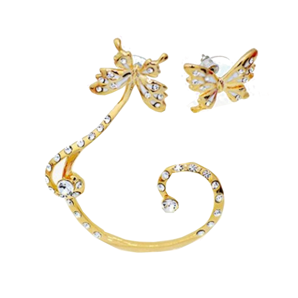 Veile Studios Pair Of Alloy Butterfly Rhinestone Inlaid Ear Cuffs Random Color Earrings