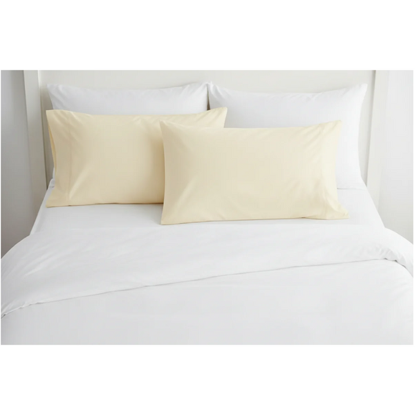 Pair Of Pure Cotton 250Tc Pillowcases Cream Pillow Cases